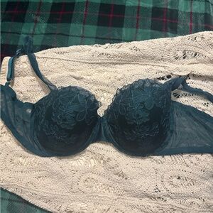 Victoria's Secret Dark Teal Floral Lace Underwire Bra